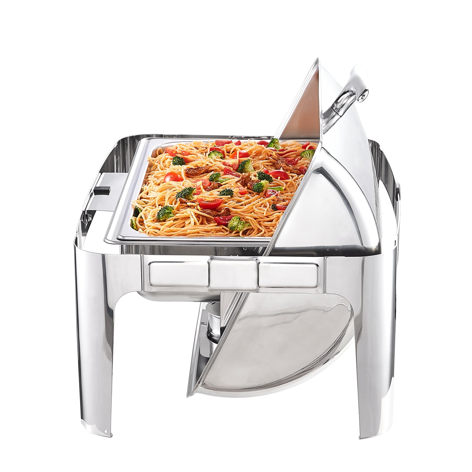 VEVOR Scaldavivande per Buffet Riscaldato a Carburante da 8,5 L con Coperchio Pinza, Scaldavivande Rettangolare con Coperchio in Acciaio Inossidabile Buffet Self-Service Catering Hotel Albergo Evento