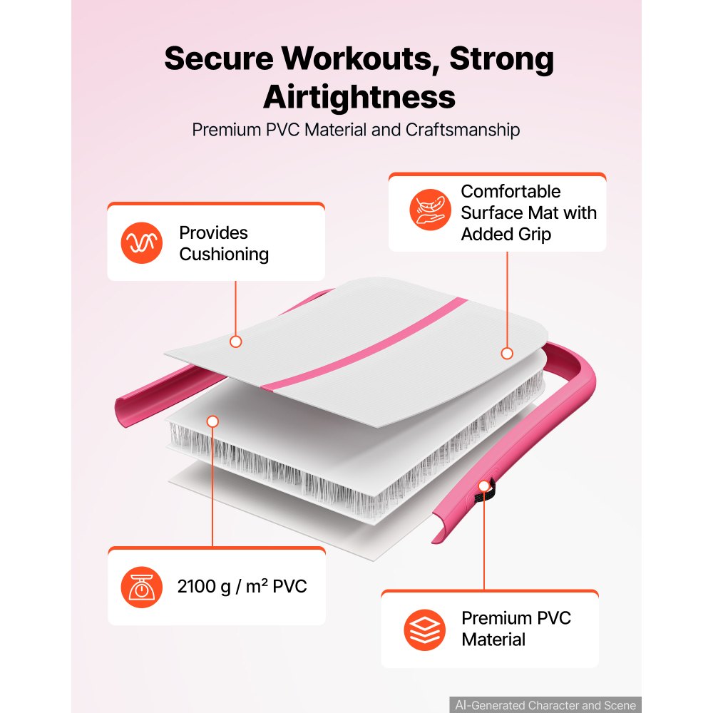 VEVOR Tappetino Gonfiabile per Ginnastica Yoga 3m Colore Rosa Casa Palestra con Pompa Elettrica, Spessore 20 cm, Carico max 200 kg, Allenamento da Spiaggia Parco, Esercizio per Cheerleading Acrobazie