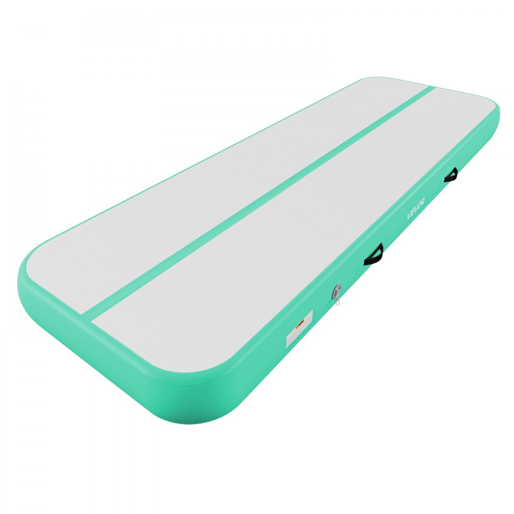 VEVOR Tappetino Gonfiabile per Ginnastica Yoga 3 m Colore Verde Menta Casa con Pompa Elettrica, Spessore 20 cm, Carico max 200kg, per Palestra Spiaggia Parco, Esercizio di Yoga Cheerleading Acrobazie
