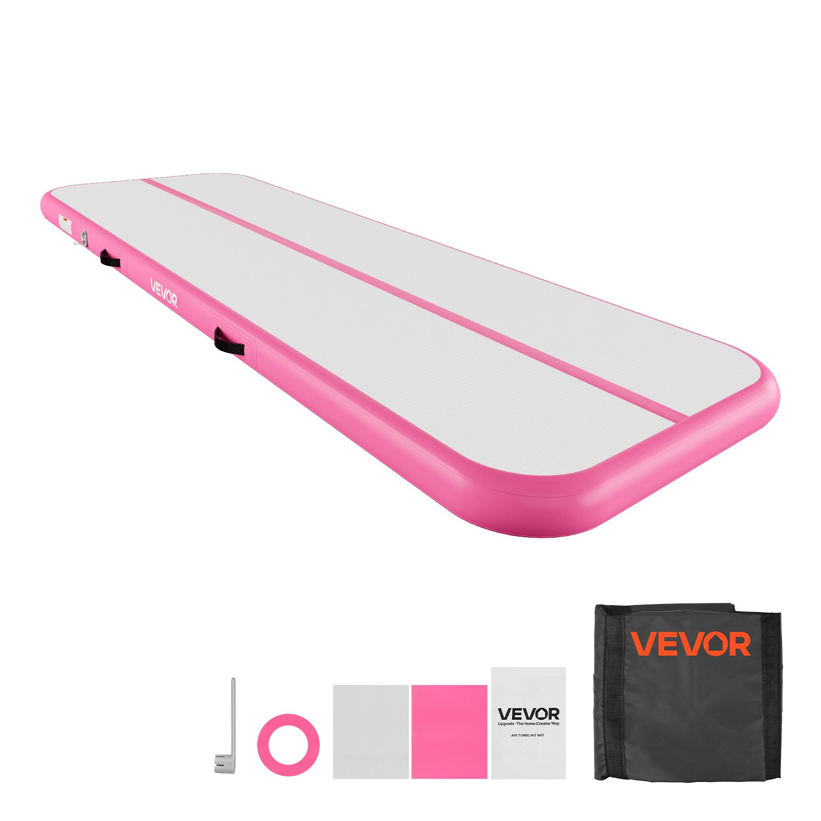 VEVOR Tappetino Gonfiabile Ginnastica Salto 3m Colore Rosa Casa Palestra con Pompa Elettrica, Spessore 10 cm, Carico max 200 kg, Allenamento da Spiaggia Parco, Esercizio per Cheerleading Acrobazie