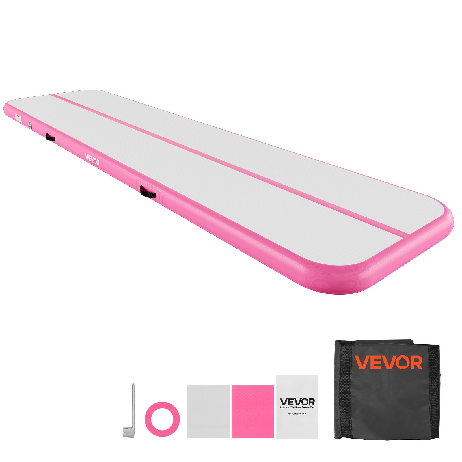 VEVOR Tappetino Gonfiabile per Ginnastica Yoga 4m Colore Rosa Casa Palestra con Pompa Elettrica, Spessore 10 cm, Carico max 200 kg, Allenamento da Spiaggia Parco, Esercizio per Cheerleading Acrobazie