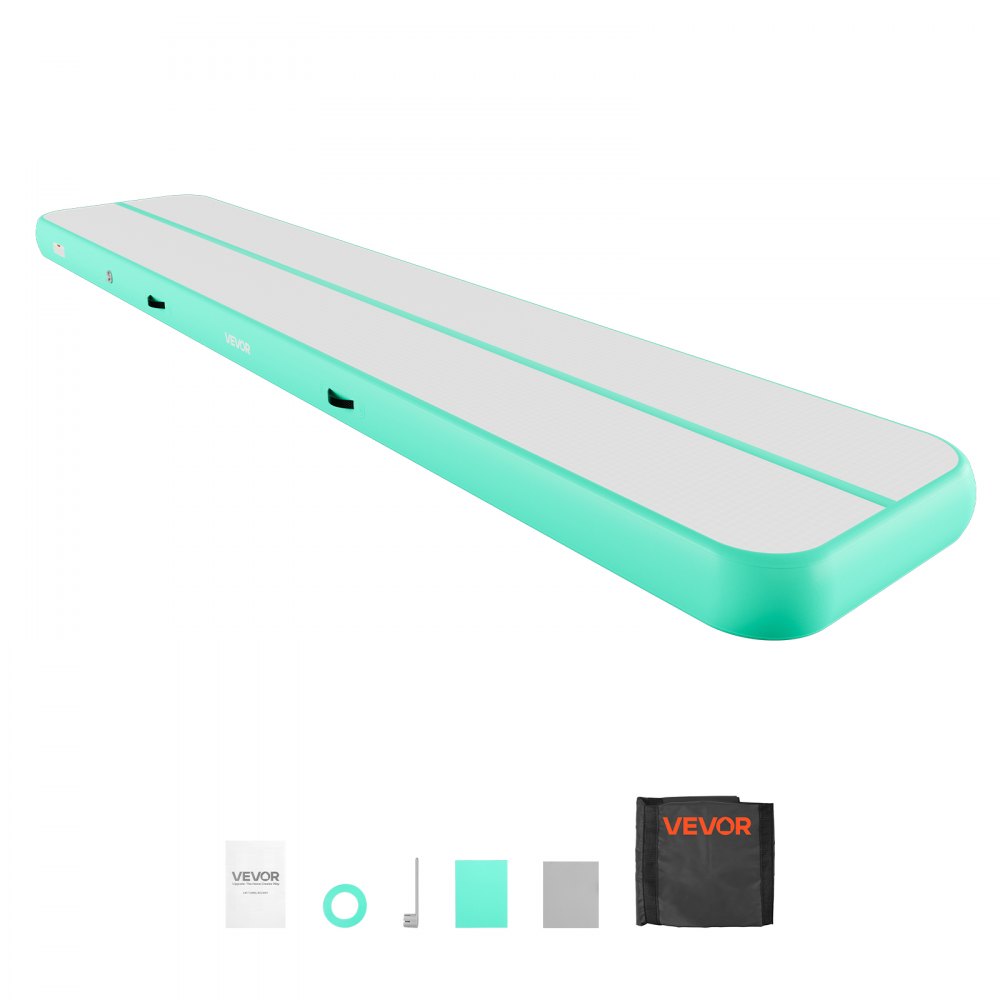 VEVOR Tappetino Gonfiabile Ginnastica Salto Danza 5 m Colore Verde Menta con Pompa Elettrica, Spessore 20 cm, Carico max 200kg, per Palestra Spiaggia Parco, Esercizio di Yoga Cheerleading Acrobazie