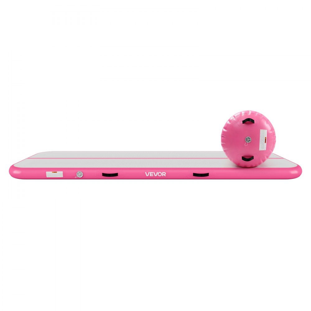 VEVOR Tappetino Gonfiabile Lunghezza 3m con Cilindro per Ginnastica Rosa con Pompa, Barile 60x100cm, Attrezzatura per Esercizio Fisico, Danza Artistica, Acrobazie, per Soggiorno, Palestra, Giardino