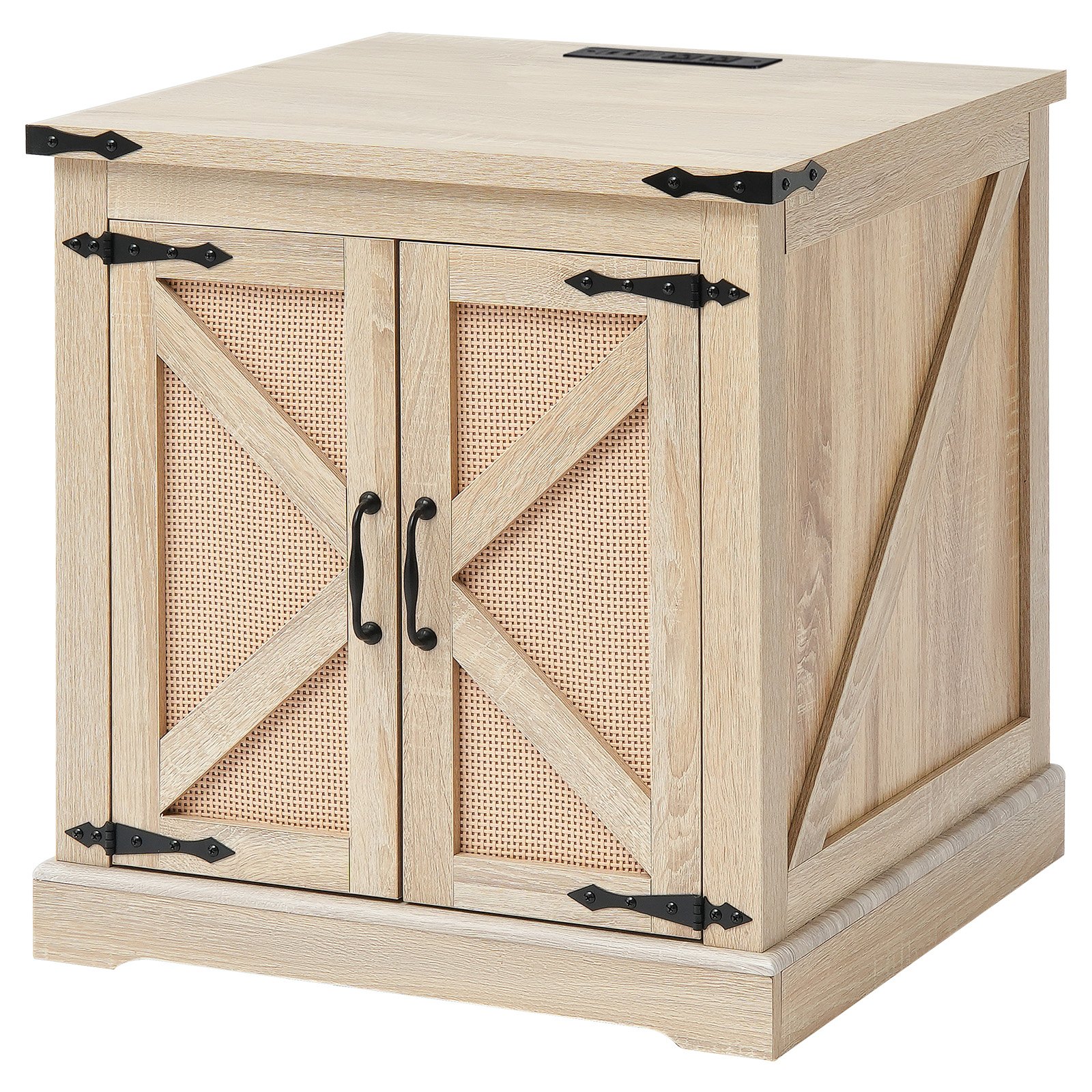 VEVOR Tavolino in Rattan, Tavolino Rettangolare in Legno di Vimini Rattan con Piano in MDF, Tavolino Moderno in Stile Boho 600 mm con Portaoggetti e Cerniere in Metallo per Soggiorno, Camera da Letto