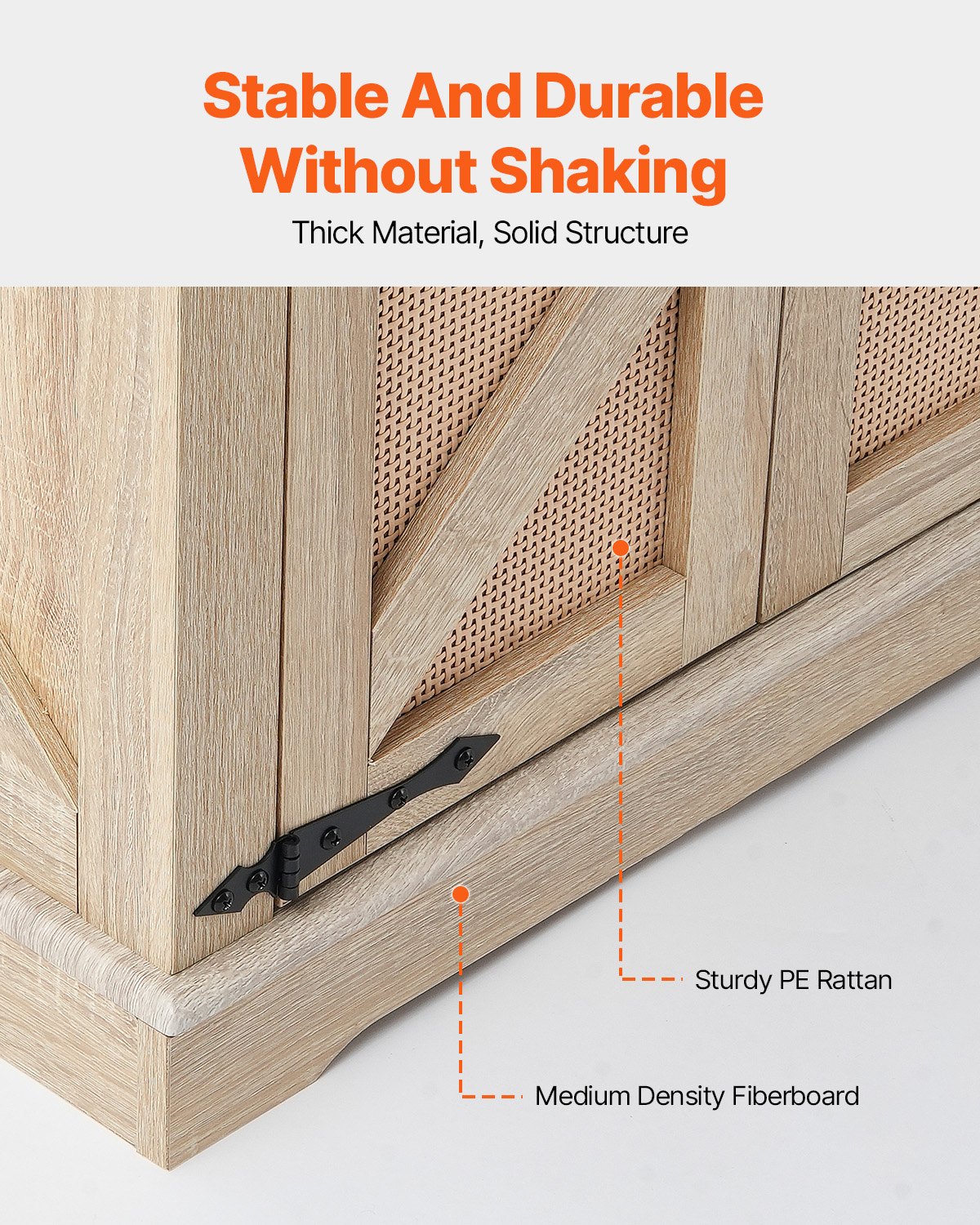 VEVOR Tavolino in Rattan, Tavolino Rettangolare in Legno di Vimini Rattan con Piano in MDF, Tavolino Moderno in Stile Boho 600 mm con Portaoggetti e Cerniere in Metallo per Soggiorno, Camera da Letto