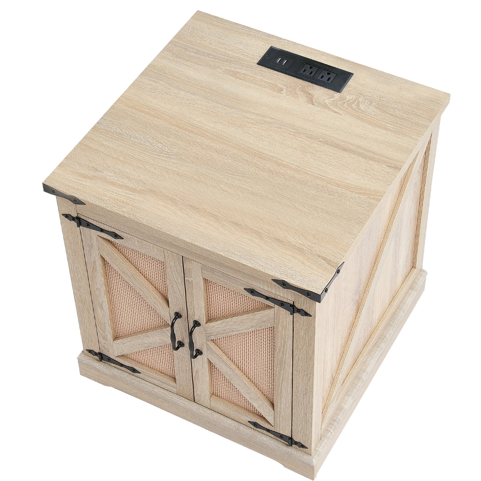 VEVOR Tavolino in Rattan, Tavolino Rettangolare in Legno di Vimini Rattan con Piano in MDF, Tavolino Moderno in Stile Boho 600 mm con Portaoggetti e Cerniere in Metallo per Soggiorno, Camera da Letto