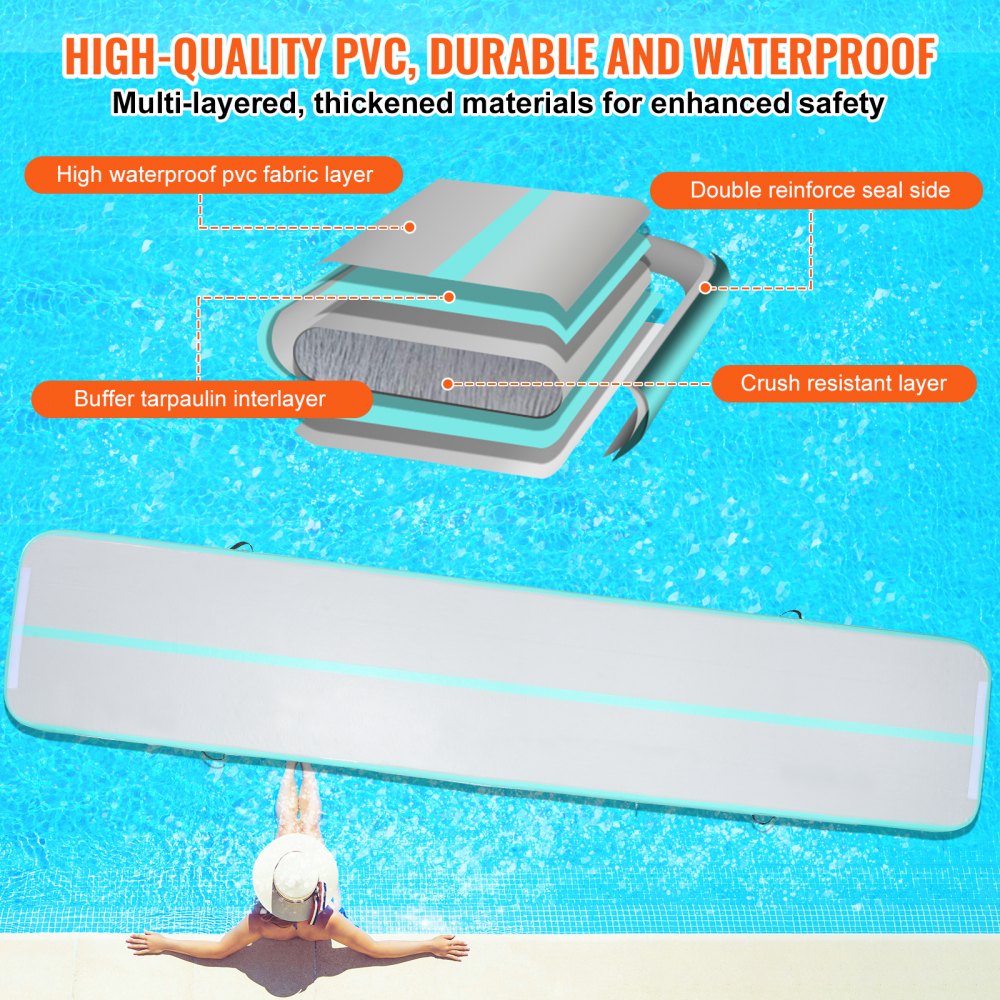 VEVOR 4,88 m Air Track Gonfiabile Allenamento Tumbling Ginnastica Tappetino da Ginnastica con Pompa