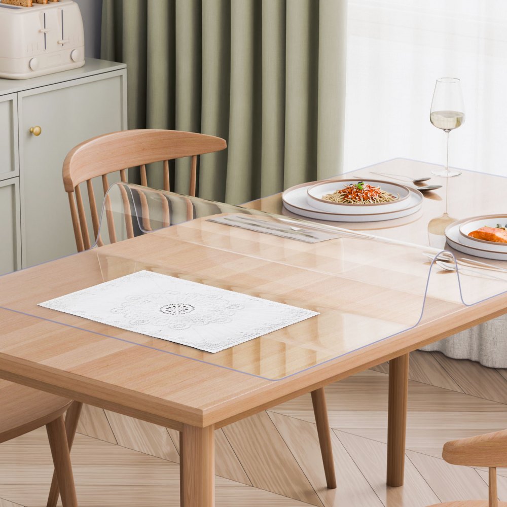 VEVOR Plastic Tablecloth, 76.2 x 152.4 cm, 1.5 mm thick, transparent table protector, rectangular PVC desk mat, waterproof and easy-to-clean desk pad, tablecloth, for office, dresser, dining table, nightstand