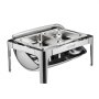VEVOR Set di Scaldavivande 3,9 L Scaldavivande Rettangolare in Acciaio Inox, 1 Pezzo con 2 Padelle di Mezza Misura, Coperchio Visibile, Supporto Pieghevole per Padella per Acqua e Carburante, Argento