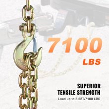 VEVOR Catena di traino con gancio a forcella Confezione da 2 catene di trasporto G80 10 mm x 88,39 cm, carico catena per tronchi 3,22 tonnellate, per il fissaggio di attrezzature per carro attrezzi