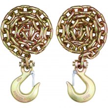 VEVOR Catena di traino con gancio a forcella Confezione da 2 catene di trasporto G80 10 mm x 88,39 cm, carico catena per tronchi 3,22 tonnellate, per il fissaggio di attrezzature per carro attrezzi