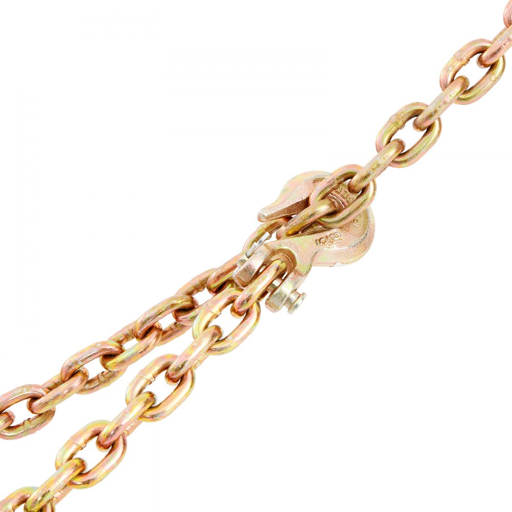 VEVOR Catena di Traino G80 con Gancio di Presa φ7,93 mm x 61 m, Catena di Trasporto, Capacità di Carico 2222 kg, Acciaio al Manganese con Rivestimento Zincato per Cantieri di Fabbriche 2 pezzi