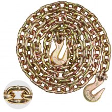 VEVOR Catena a maglie da traino con ganci a forcella, catena da trasporto G80 10 mm x 316 cm, capacità di carico della catena per tronchi 3,22 tonnellate, per fissaggio attrezzature carro attrezzi