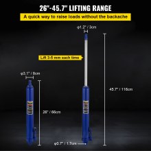 VEVOR Cric idraulico a pistone lungo, capacità 8 tonnellate, con pompa a pistone singolo e base a forcella, per gru da garage/negozio, paranco di sollevamento motore, blu