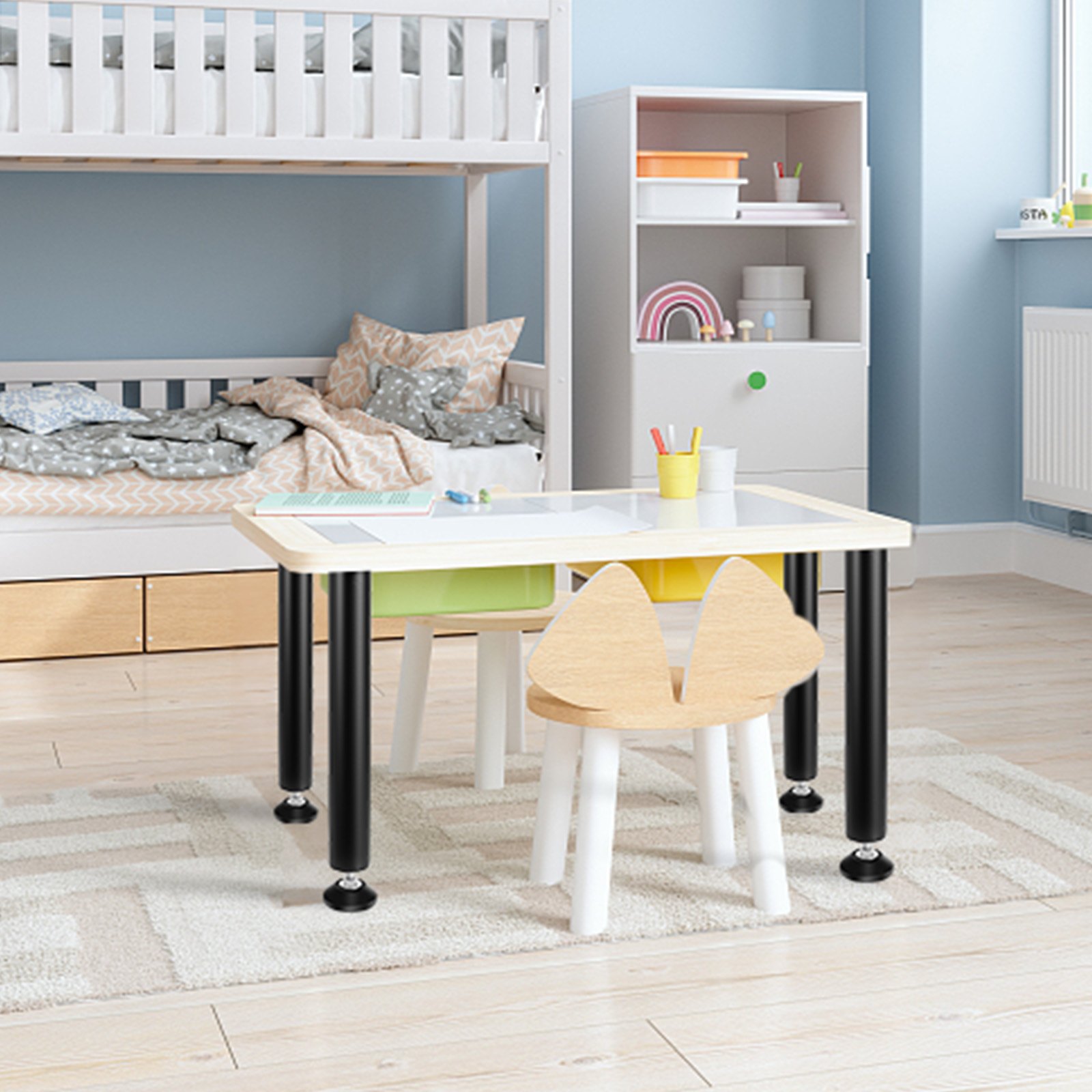 VEVOR Gambe per Tavolo da 4 Pezzi con Piastra di Montaggio, Kit di Gambe per Scrivania Lunghezza 406,4mm in Acciaio Capacità Carico max. 544kg, Set di Gambe Regolabili per Mobili Tavolo Casa Ufficio