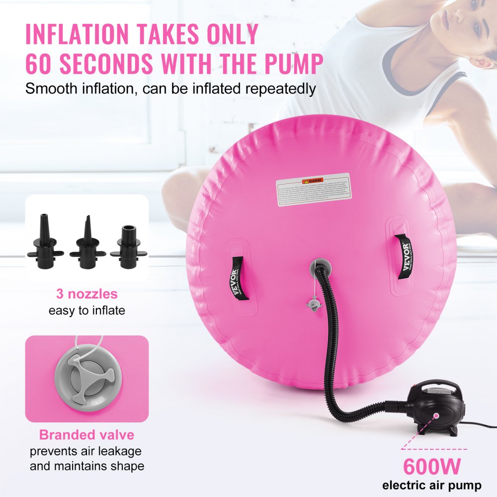 VEVOR Set Tappetino Gonfiabile Ginnastica 2 Pezzi, Attrezzatura da Ginnastica con Rullo ad Aria, Tappetini da Allenamento per Uso Domestico/Palestra/Yoga/Cheerleader/Spiaggia/Parco/Acqua