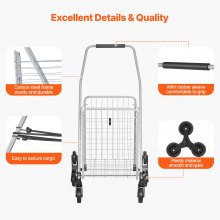 VEVOR Carrello per Salire Scale 45 L Carrello della Spesa Pieghevole con Ruote