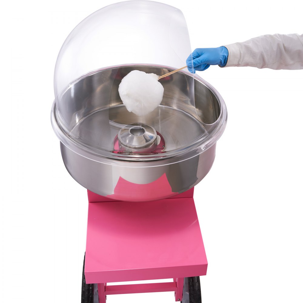 VEVOR Cotton Candy Machine Stainless Steel Cotton Candy Maker 1kW Pink Commercial