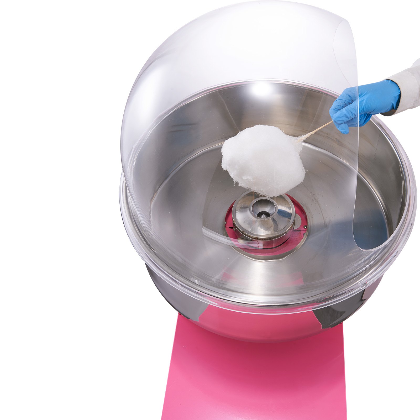 VEVOR Cotton Candy Machine Stainless Steel Cotton Candy Maker 1kW Pink Commercial