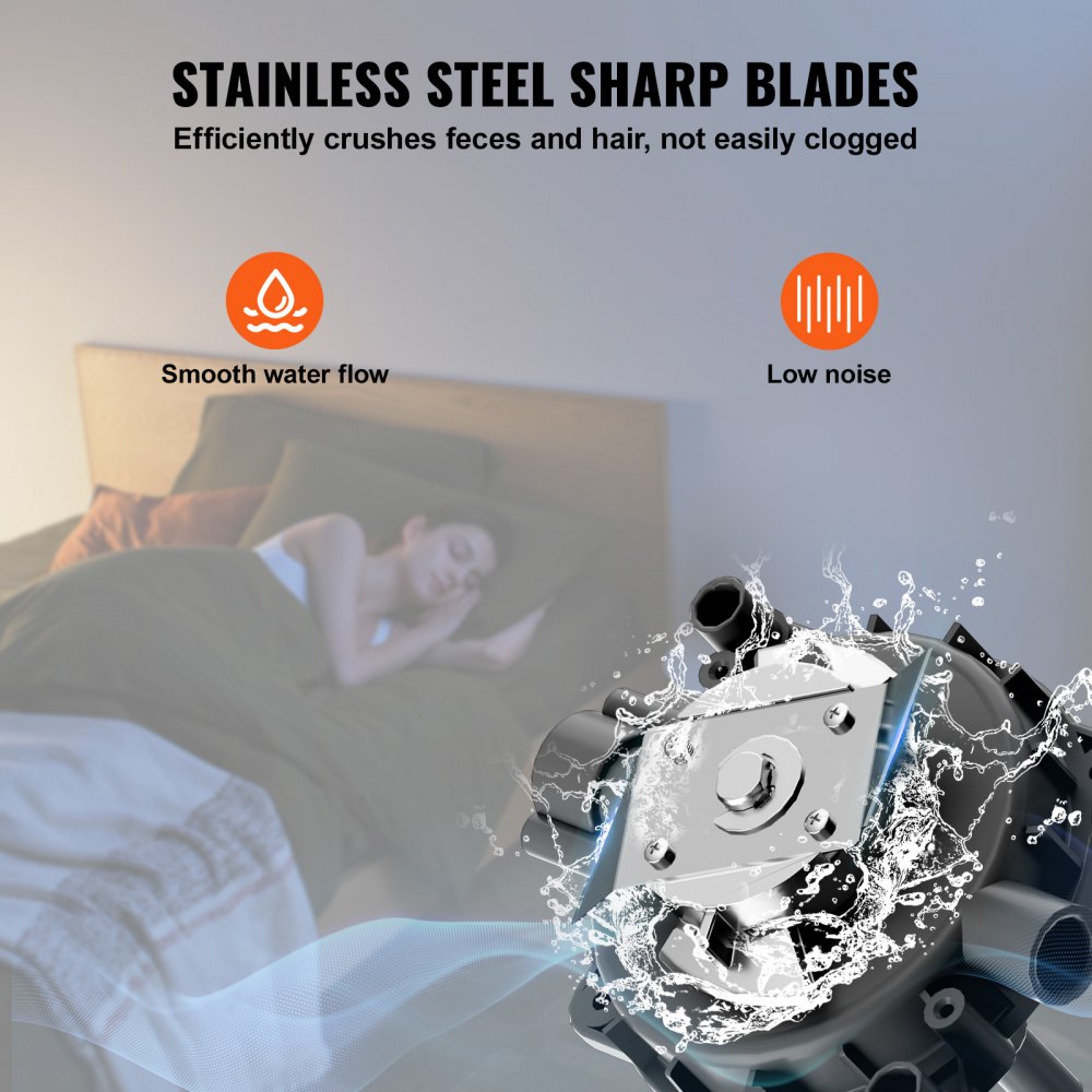 VEVOR Sistema di Triturazione per WC con Pompa Trituratrice 800 W, Scarico Posteriore WC Scarico Verso l'Alto per Seminterrato, Smaltimento dell'Acqua a Doppio Scarico, Kit Sistema Triturazione WC