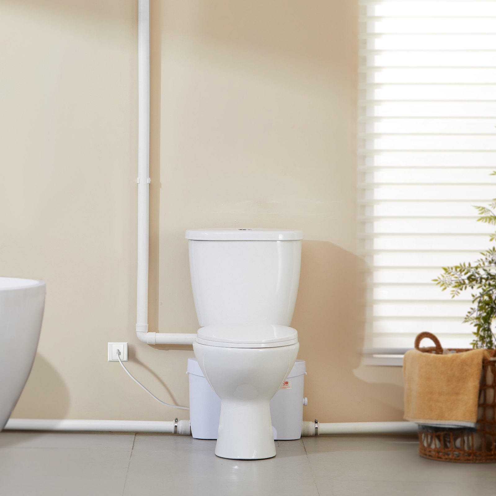 VEVOR Sistema di Triturazione per WC con Pompa Trituratrice da 700 W, Scarico Posteriore WC con Scarico Verso l'Alto per Seminterrato, Smaltimento dell'Acqua a Doppio Scarico, Kit Triturazione WC