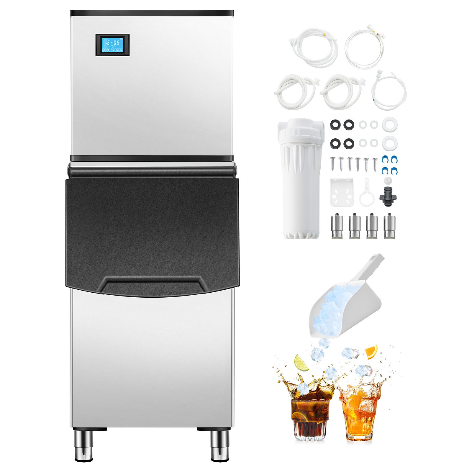 Macchina per il ghiaccio commerciale VEVOR, macchina per il ghiaccio da 300 libbre/24 ore con contenitore di stoccaggio grande da 250 libbre, macchina per il ghiaccio autopulente con touchscreen per bar, caffetteria, ristorante, attività commerciale