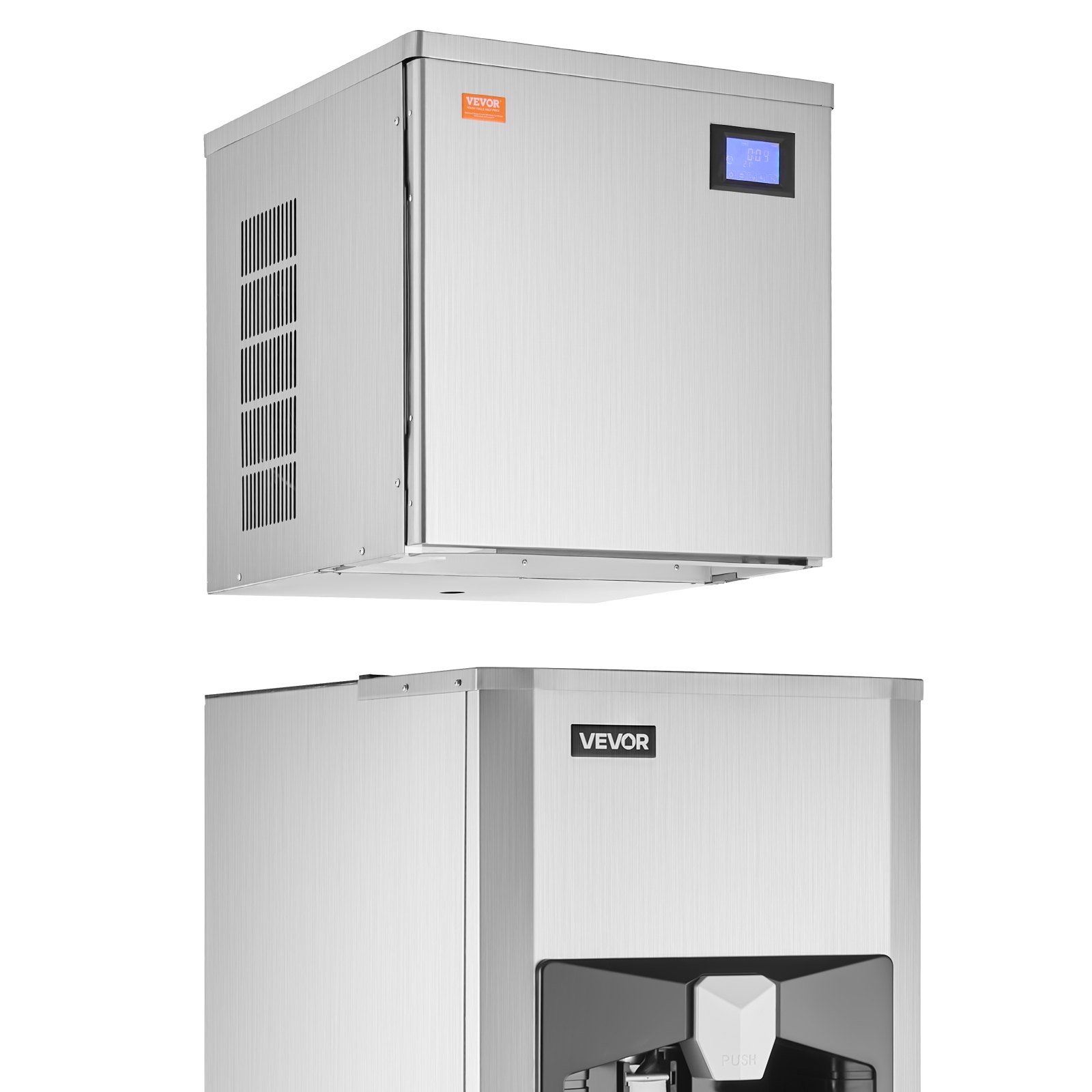 VEVOR Macchina di Ghiaccio Commerciale 181 kg/giorno, Contenitore per Ghiaccio 80 kg con Erogazione Automatica del Ghiaccio (9 kg/min), Autopulente con Schermo a Tocco per Bar Ristoranti