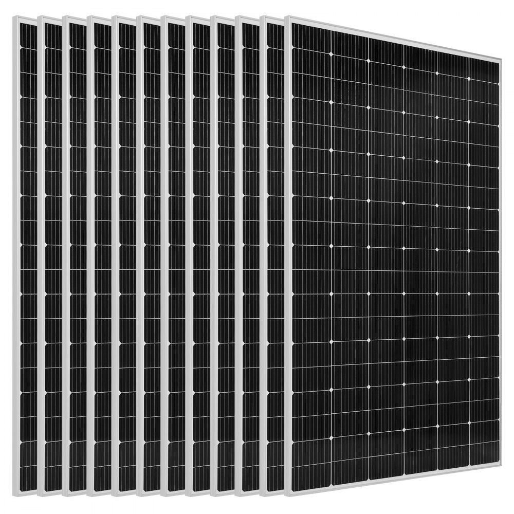 VEVOR Kit di Energia Solare Completo 48V 4800W, 12 Pannelli Monocristallini da 400W, Batteria LiFePO₄ da 51,2V 300Ah, 2 Inverter Ibridi da 5000W, per Camper, Barche