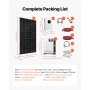 VEVOR Kit di Energia Solare Completo 48V 4800W, 12 Pannelli Monocristallini da 400W, Batteria LiFePO₄ da 51,2V 300Ah, 2 Inverter Ibridi da 5000W, per Camper, Barche