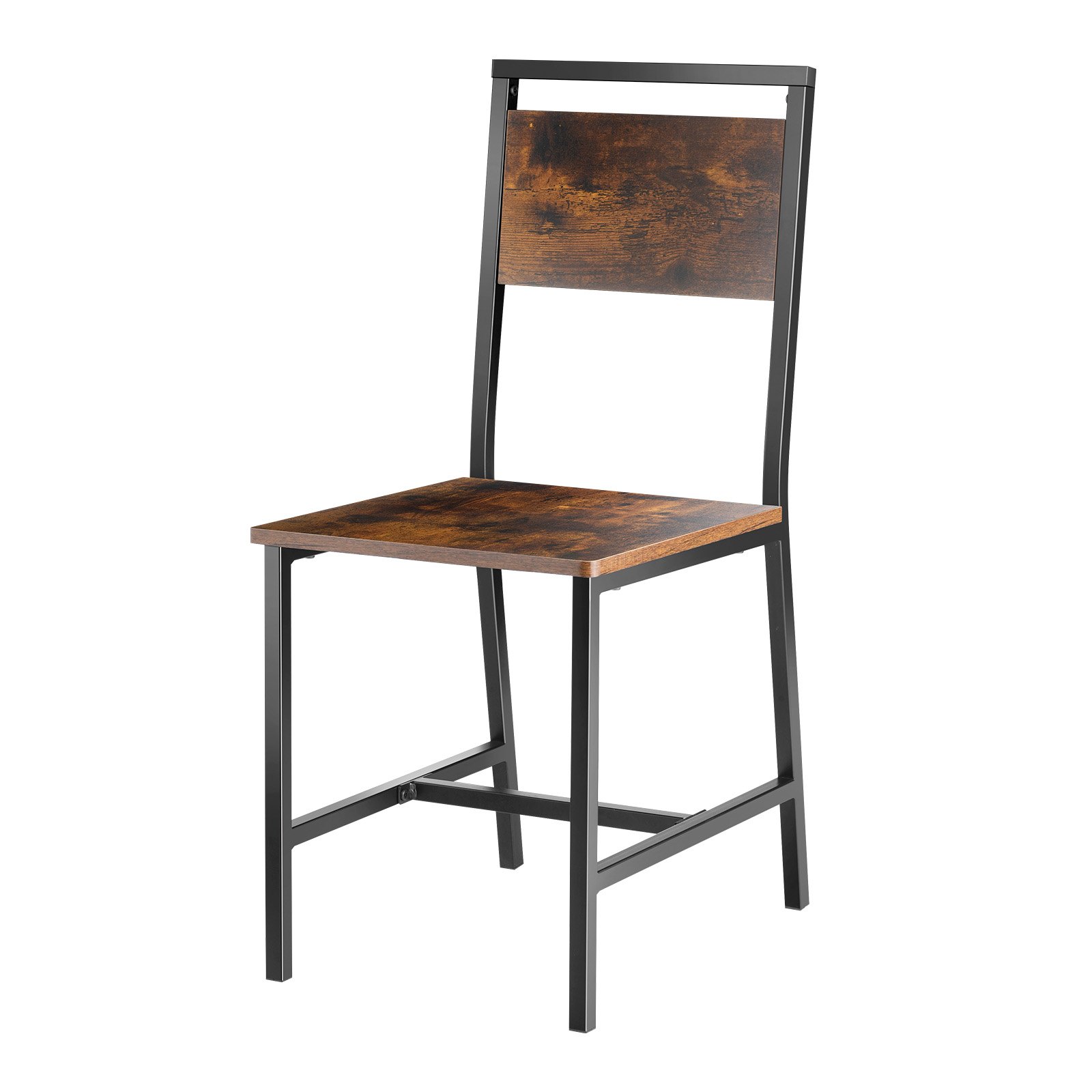 VEVOR Set di 4 Sedie da Pranzo, Sedie da Tavolo in Legno Struttura e Schienale in Metallo, Sedia Laterale per Cucina Soggiorno Salotto, Colore Marrone Rustico e Nero