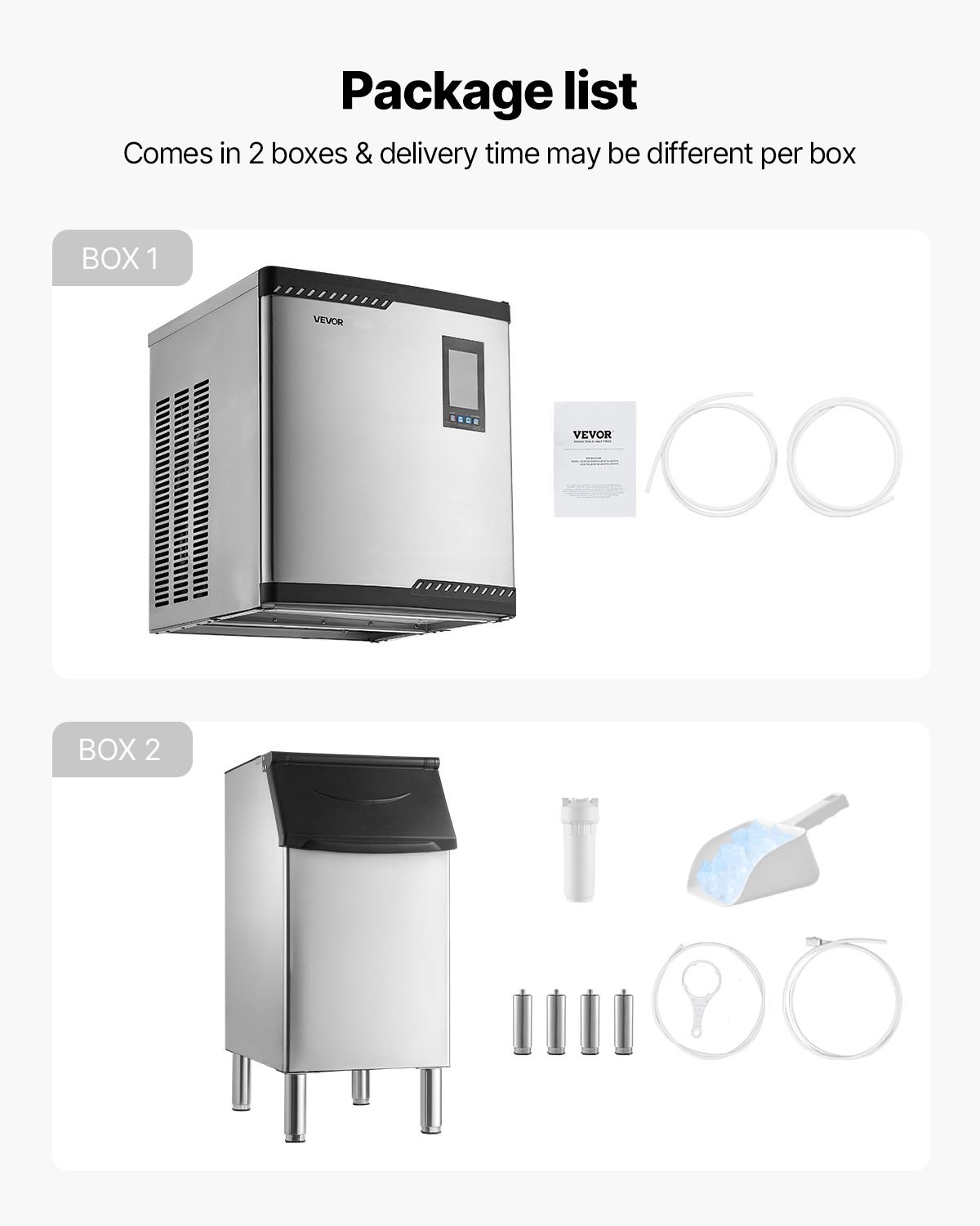 VEVOR Macchina per il Ghiaccio Commerciale, Macchina Autopulente per il Ghiaccio da 136 kg 24 Ore con Contenitore di Stoccaggio in Acciaio Inox da 136 kg, con Touchscreen per Bar, Caffetteria