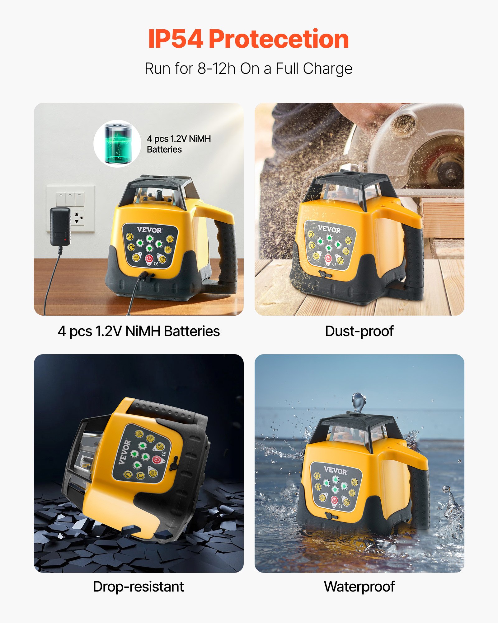 VEVOR Kit Livella Laser Rotante Raggio Verde, Kit Livella Laser Rotante a 360° con Treppiede Portata 500 m, Pendenza Regolabile, Angolo Scansione Flessibile con Telecomando Custodia per Trasporto