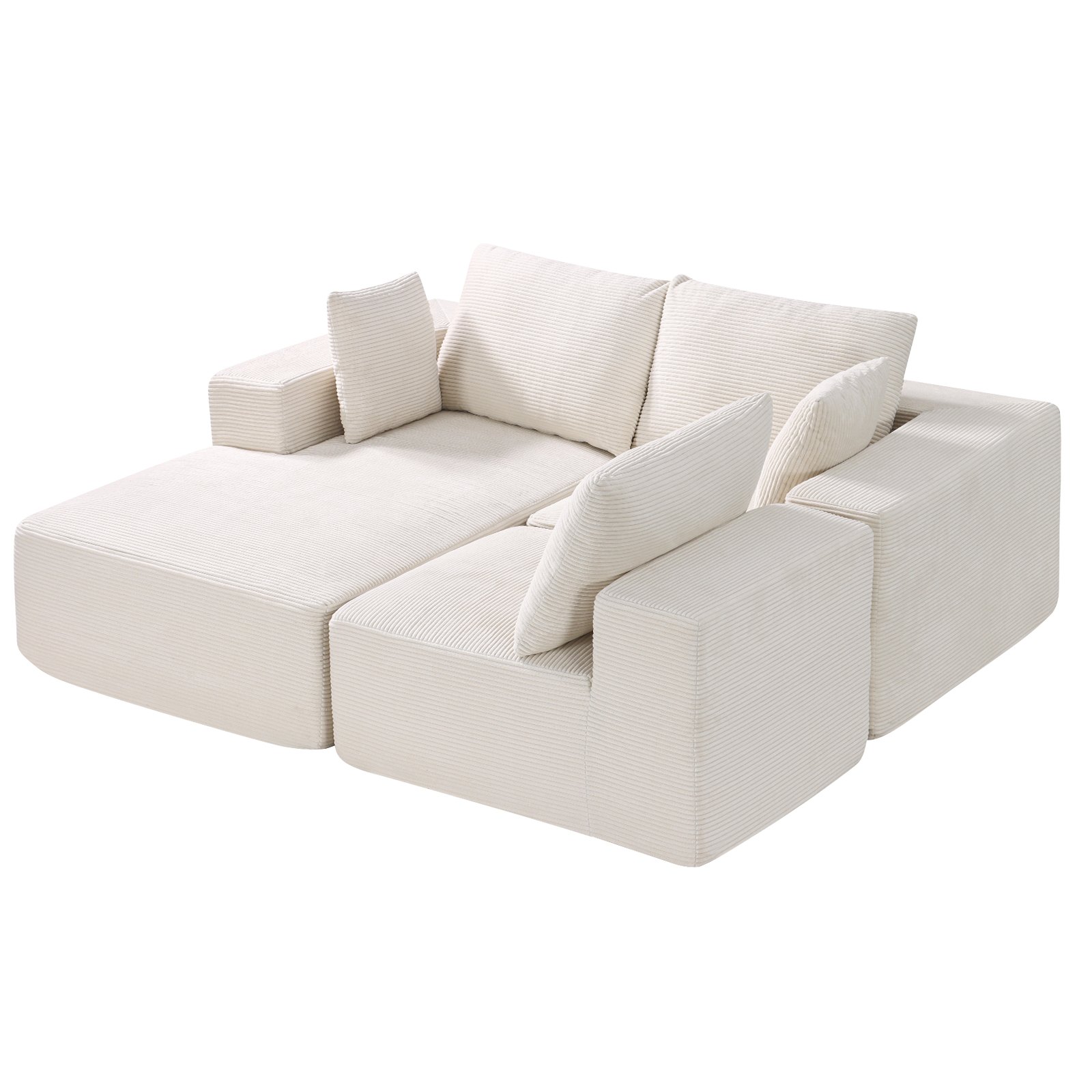 VEVOR Divano Modulare a Letto Angolare a Forma di L con Schiuma, Divano Imbottito in Velluto Capacità Carico 545 kg Lunghezza 265 cm con Cuscini, Mobile per Soggiorno Salone Casa, Beige