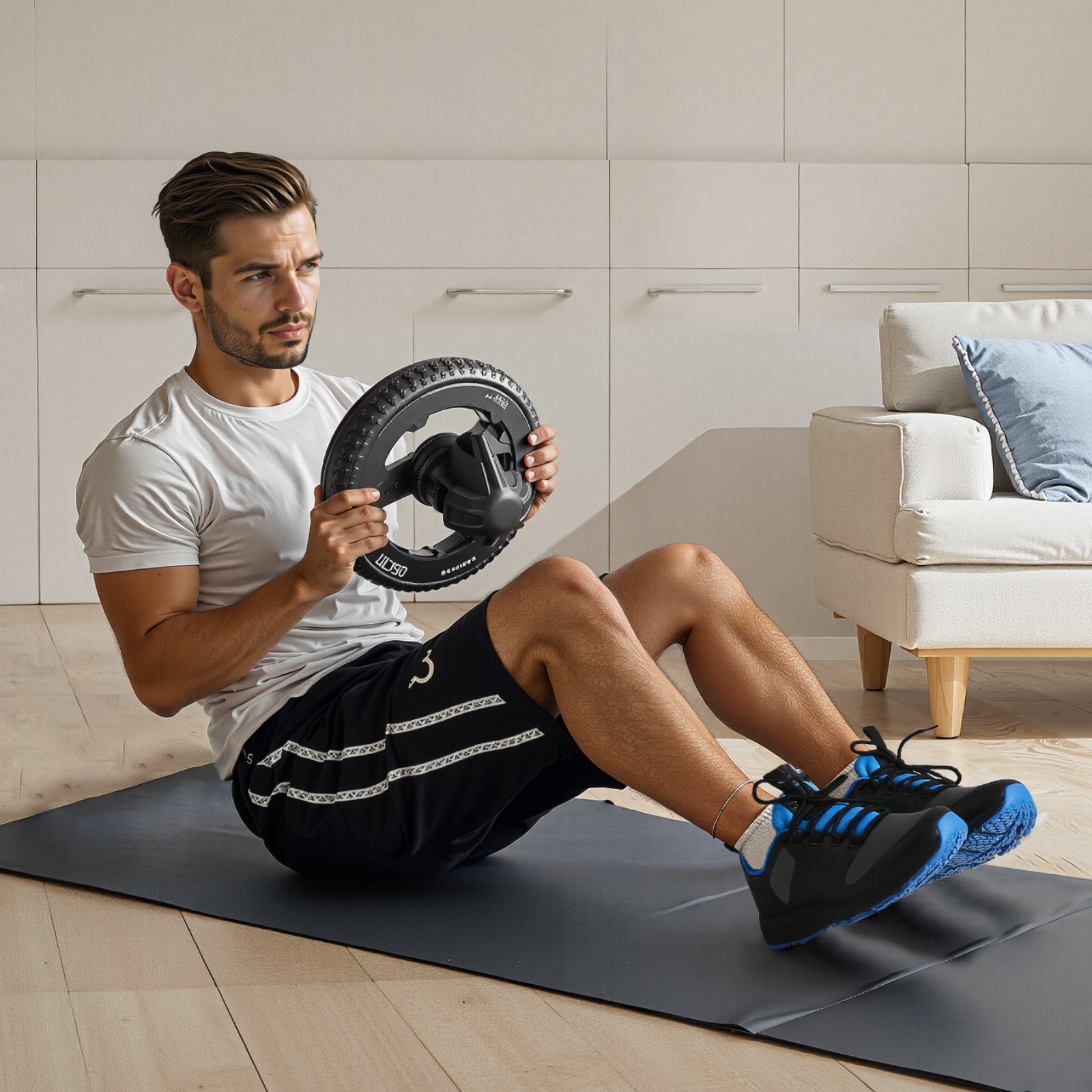 VEVOR Scarpe da Allenamento Trasversale, Scarpa da Ginnastica Larghezza W, Taglia US 11, Scarpe con Punta Larga, Supporto per l'Arco Plantare e Lacci Regolabili, Scarpa Allenamento, Nero