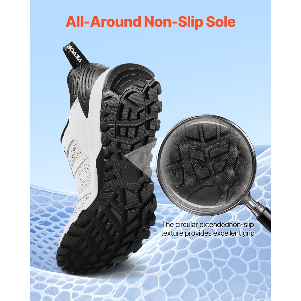 VEVOR Scarpe da Allenamento Trasversale, Scarpa da Ginnastica, Scarpe con Punta Larga, Supporto per l'Arco Plantare e Lacci Regolabili, Scarpa Allenamento, Taglia US 12, Bianco, Larghezza M