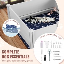 VEVOR Box per Parto Cani 237x123x46 cm Due Zona con Rotaie Tappetino per Pipì