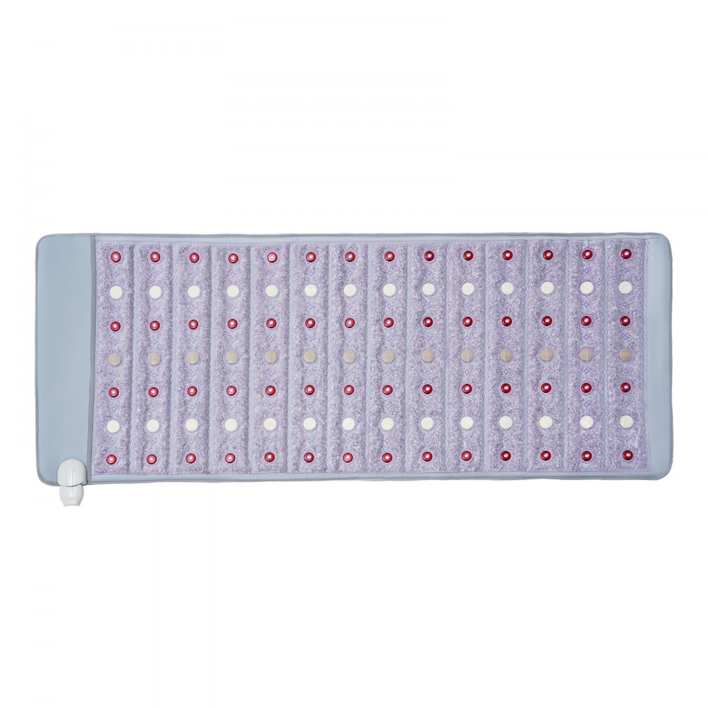 VEVOR Tappetino Riscaldante a Infrarossi lontani con Pietre di Giada e Tormalina, Tappetino con Luce Fotonica a 660 nm e Ioni Negativi, Pietre 39°C-70°C, Timer 12 Ore, per Schiena 1530 x 615 x 20 mm