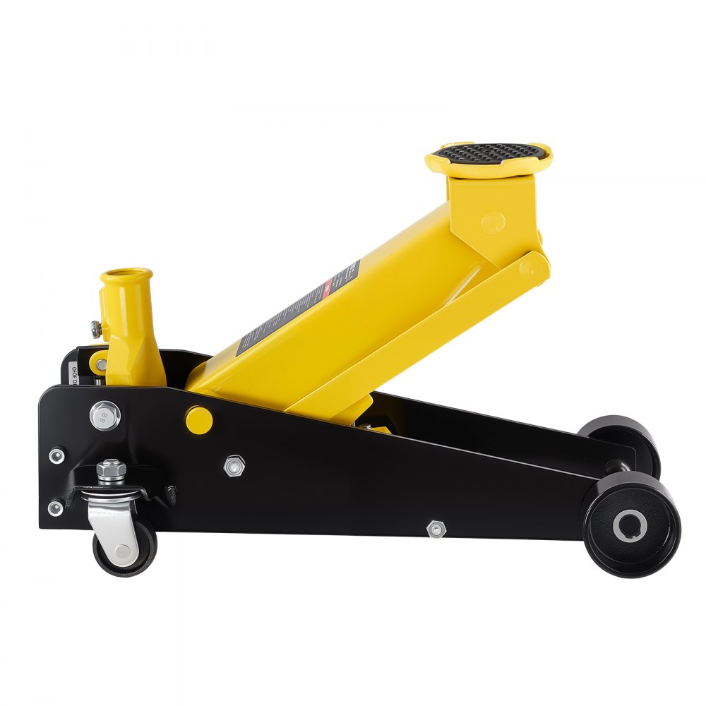 VEVOR Cric Idraulico a Carrello 3 Tonnellate a Basso Profilo, Cric Idraulico da Pavimento da Corsa in Acciaio a Pistone Singolo, Altezza di Sollevamento 130-500 mm, Multiuso per Auto Sportivo e SUV