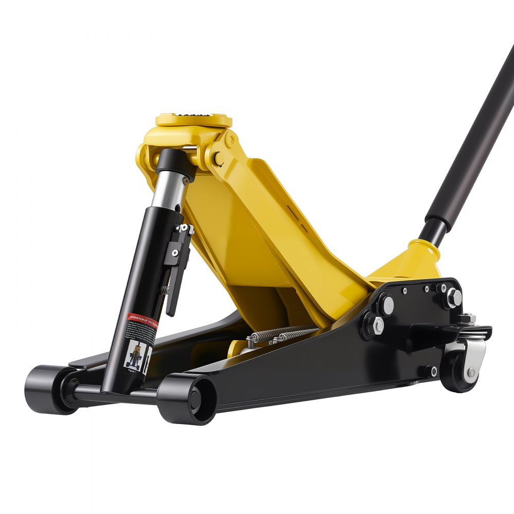 VEVOR Cric Idraulico a Carrello 3 Tonnellate a Basso Profilo, Cric Idraulico da Pavimento in Acciaio, a Doppio Pistone, Altezza di Sollevamento 75-500 mm, Ideale per Auto Sportivo, Moto, SUV e Camion