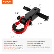 VEVOR Gancio Rimorchio Gancio Ricevitore 50 mm D-Ring 29,9 T Recupero Veicoli