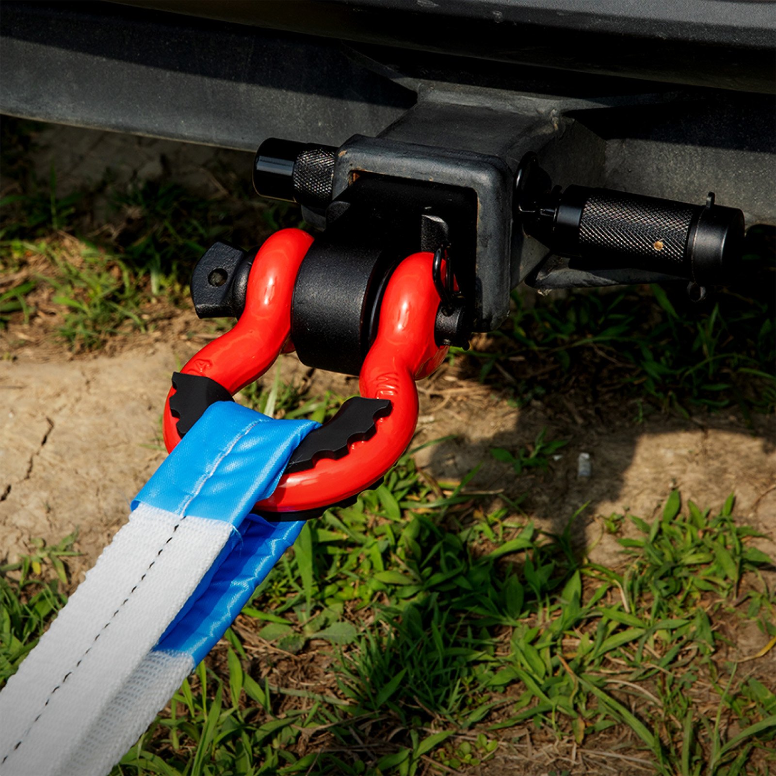 VEVOR trailer hitch bracket, fits 2-inch trailer hitches, 66,000 lbs breaking strength, D-ring shackle with trailer hitch locking pin, heavy-duty towing accessory for trucks and Jeeps