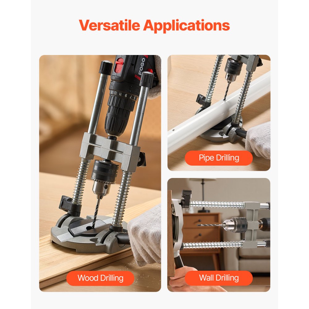 VEVOR Drill Guide, Multi-Angle Press Portable Precision Drilling Guide Jig Attachment, with Large Handle and Mounting Holes, Aluminum Alloy, for Drilling Angled or Straight Holes, for Wood Working