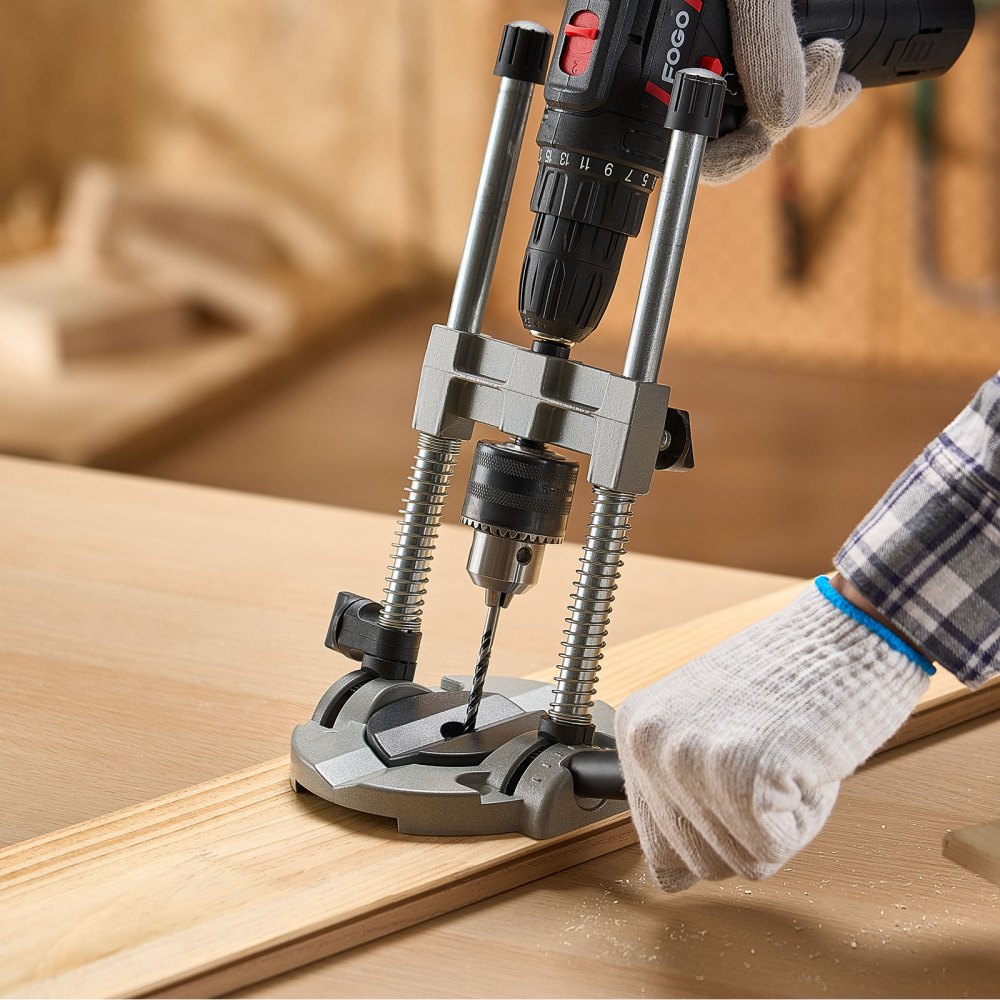 VEVOR Drill Guide, Multi-Angle Press Portable Precision Drilling Guide Jig Attachment, with Large Handle and Mounting Holes, Aluminum Alloy, for Drilling Angled or Straight Holes, for Wood Working