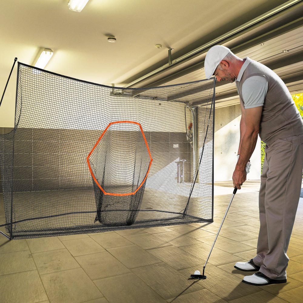 VEVOR Rete da Golf 10x7ft, Campo da Pratica Personale per Interni ed Esterni, Rete Ausiliaria da Golf Portatile per la Casa con Bersaglio/Telaio in Fibra di Vetro/Borsa per il Trasporto