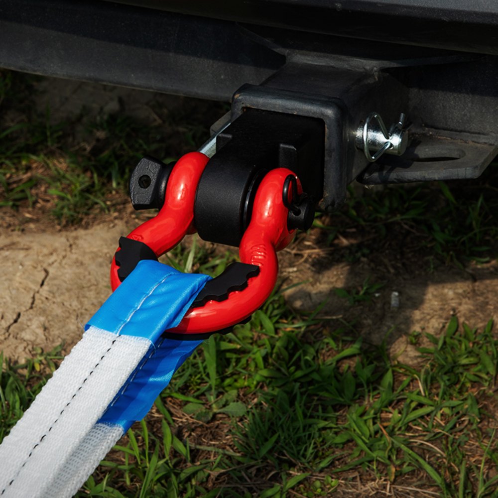 VEVOR trailer hitch bracket, fits 2-inch trailer hitches, 52,900 lbs breaking strength, D-ring shackle with trailer hitch locking pin, heavy-duty towing accessory for trucks and Jeeps