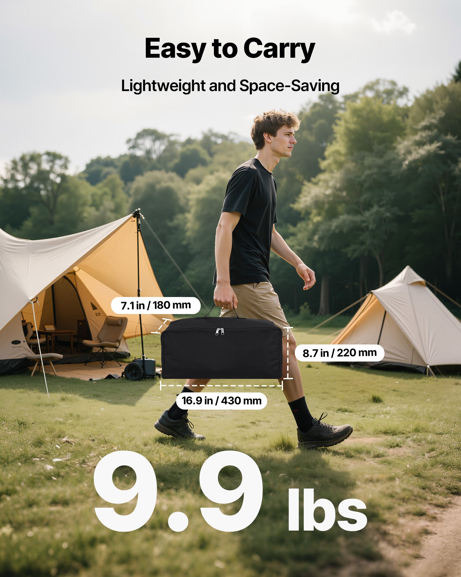 VEVOR Schermo per Proiettore con Supporto, Schermo di Proiezione Grandangolare da ca. 2540 mm Portatile per Interni ed Esterni, 160°, 4K HD 16:9, Doppio Treppiede con Borsa per il Trasporto