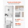 VEVOR Mobiletto Portaoggetti Sopra WC 600 x 210 x 1651 mm Organizzatore per Bagno, Capacità di Carico di 30 kg con Doppia Anta e Ripiano Regolabile, Mobile da Bagno con Ripiano Aperto, Bianco