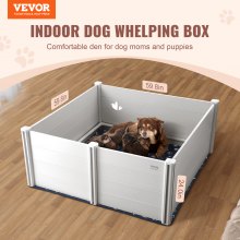 VEVOR Box per Parto Cani 152 x 152 x 61 cm Rotaie Tappetino per Pipì Bianco