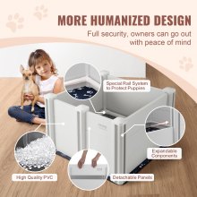 VEVOR Box per Parto Cani  72 x 72 x 46 cm Rotaie Tappetino per Pipì Bianco