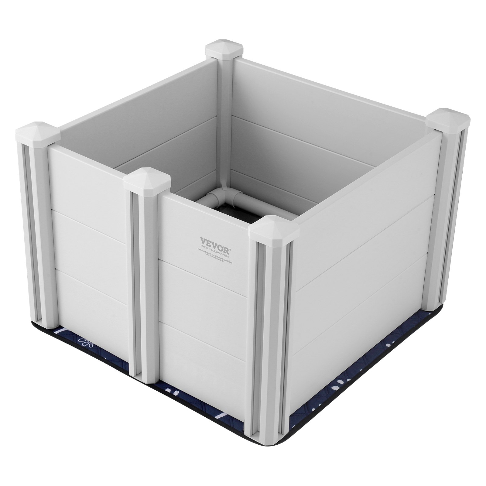 VEVOR Box per Parto Cani  72 x 72 x 46 cm Rotaie Tappetino per Pipì Bianco